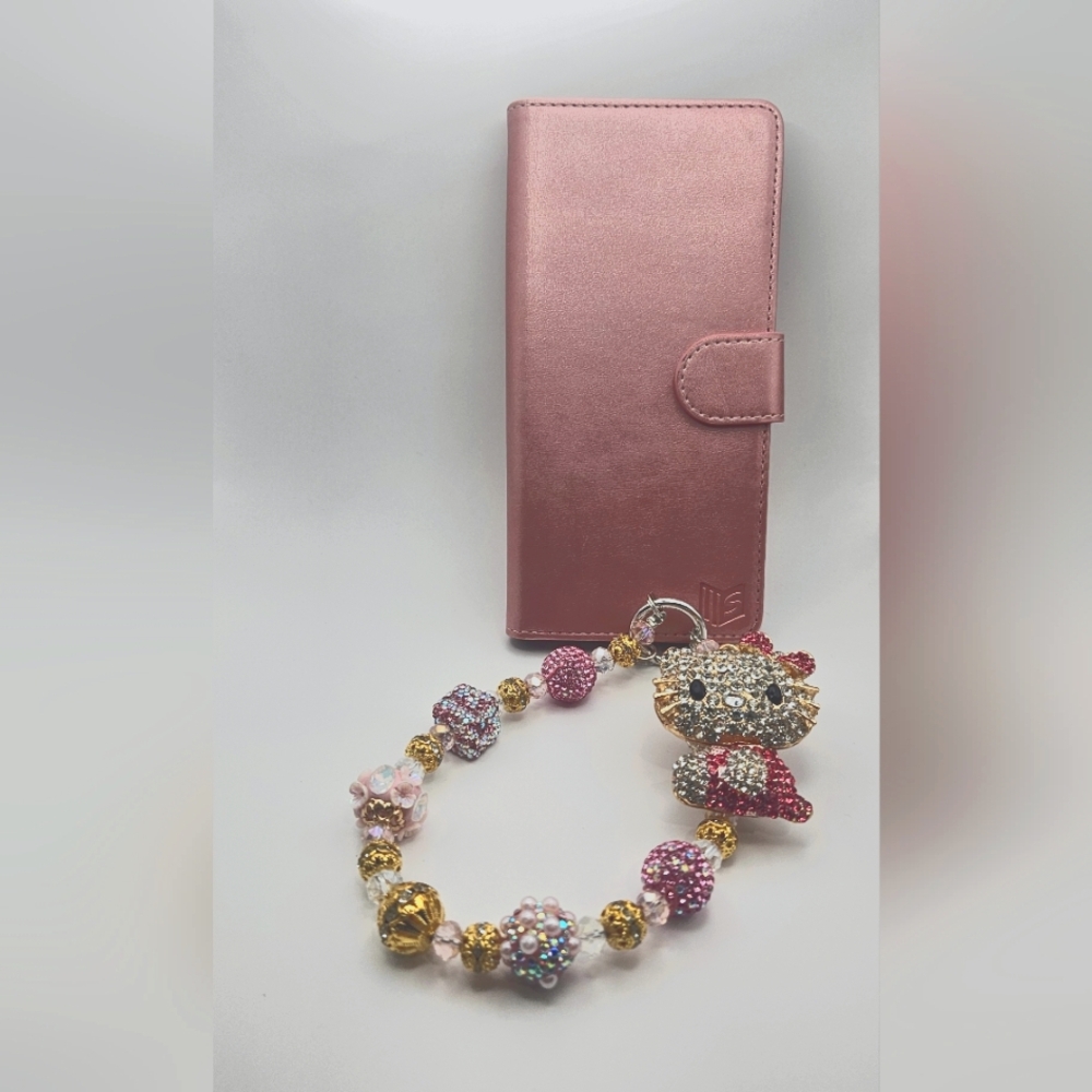 S23 Phone Case Wallet And Phone Chain. Hello Kitty Charm